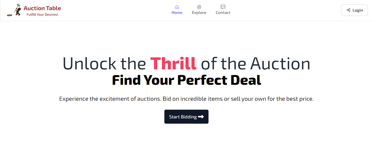 Auction Table screenshot
